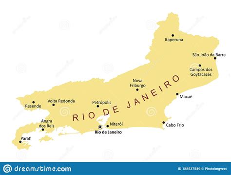 Rio De Janeiro State Cities Map Stock Illustration Illustration Of