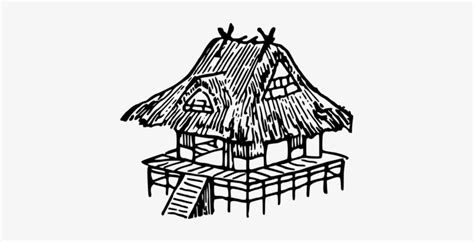 Drawing Japan Black And White Nipa Hut House Hut Black And White Clip