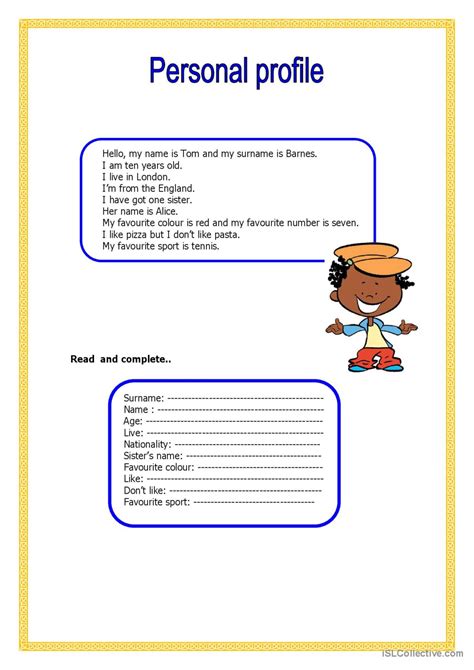 Personal Profile English Esl Worksheets Pdf And Doc