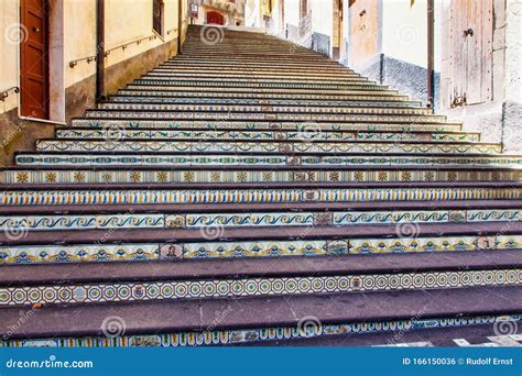 Staircase With Features Sicilian Ceramics In Vizzini Sicily Italy