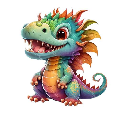 Cute Baby Dragon Png Cliparttransparent Animal Artwork For Etsy