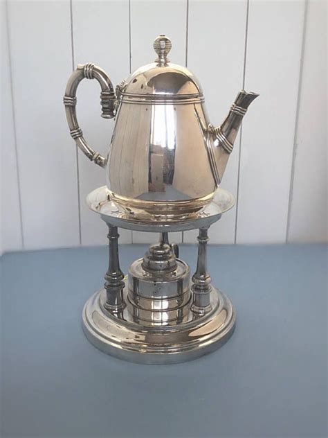 Antique Christofle Silver Plate Teapot And Warmer With Oil Burner