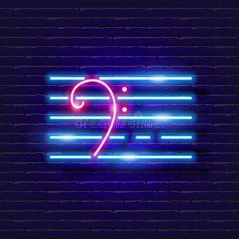 Bass Clef Neon Icon Music Glowing Sign Music Concept Stock Vector