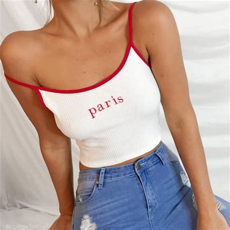 Bralette Tops Spaghetti Strap Ladies Camisole Letter Cropped Sexy Tank Top Women Summer Crop Top