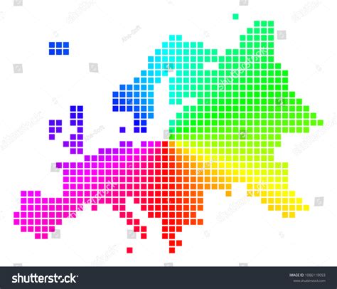 Spectral Europe Map Vector Pixel Geographic Stock Vector Royalty Free
