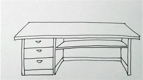 วาดรูป โต๊ะตั้งคอมง่ายๆ How To Draw A Desk เรียนรู้การวาดภาพที่ดี