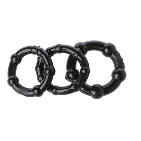 3pcs Soft Stretchy Silicone Black Cock Ring Erection Prolong Penis