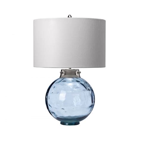 Elstead Lighting Kara Single Light Table Lamp With A Blue Glass Base