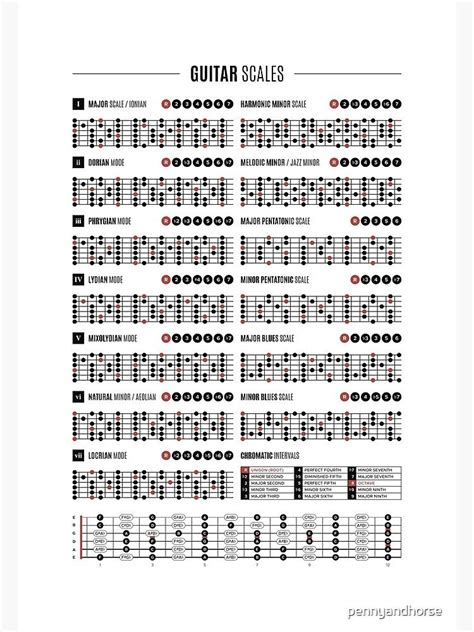 Guitar Scales And Modes Chart Poster By Pennyandhorse Music Theory