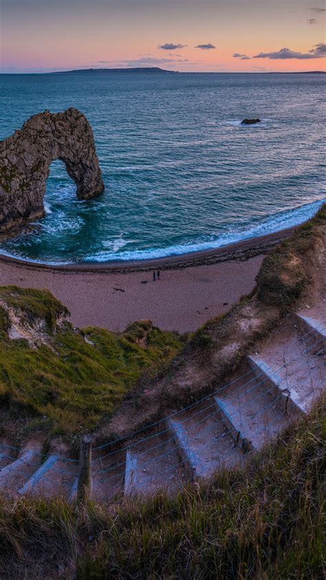 Beach Path To Ocean Seaside Cove Durdle Door Jurassic Coast Dorset