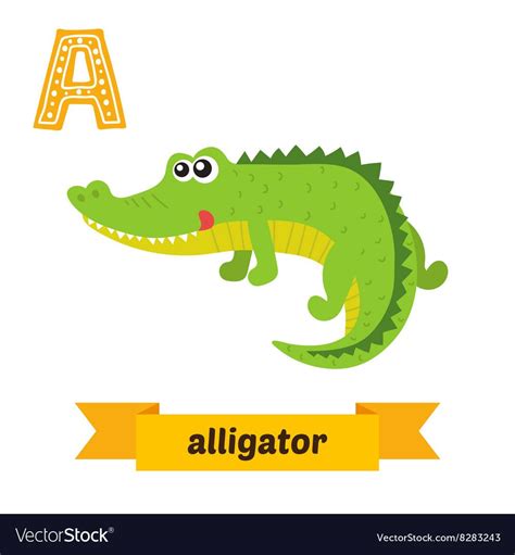 Alligator A Letter Cute Children Animal Alphabet Vector Image
