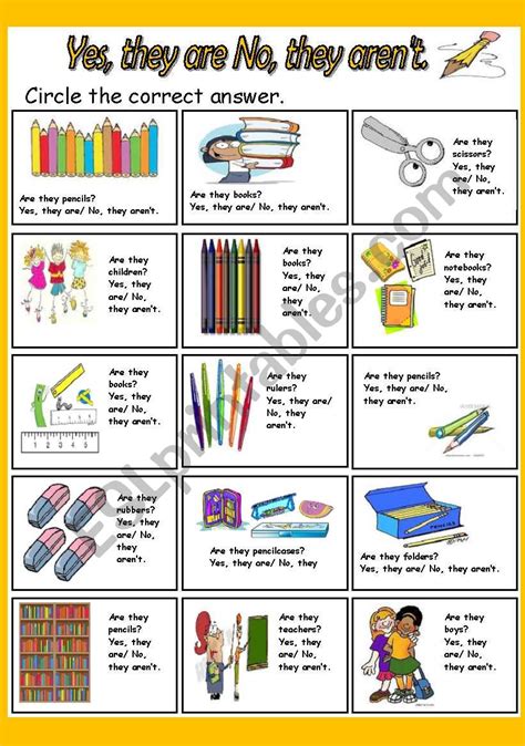 Yes They Are No They Aren´t Esl Worksheet By Miri75