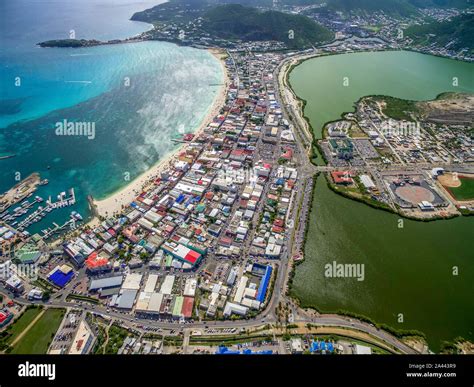 High Aerial View Of The Capital Of Stmaarten Philipsburg Dutch Side