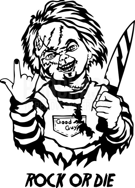 Rock Or Die Svg Chucky Svg Halloween Svg Cartoon Coloring Pages