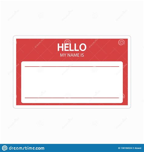 Template Of Identification Card Name Tag Blank Sticker Flat Label `hello My Name Is` Stock