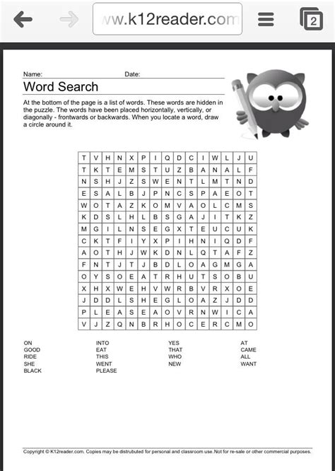 Dolch Word Search Puzzles Preschool Sight
