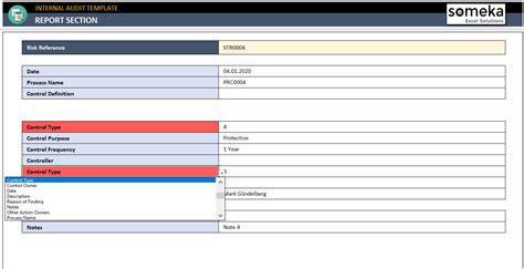 Internal Audit Excel Template Audit Checklist Report Format Tool