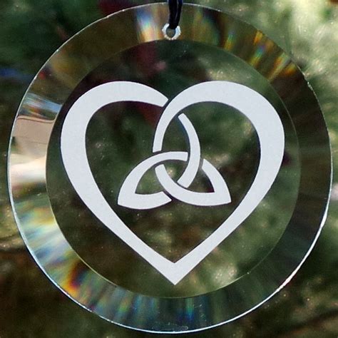 Triquetra And Heart Celtic Knot 4 Glass Suncatcher Ornament Celtic