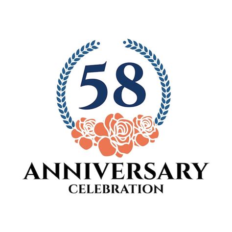 Logotipo Do 58º Aniversário Com Rosa E Coroa De Louros Modelo Vetorial