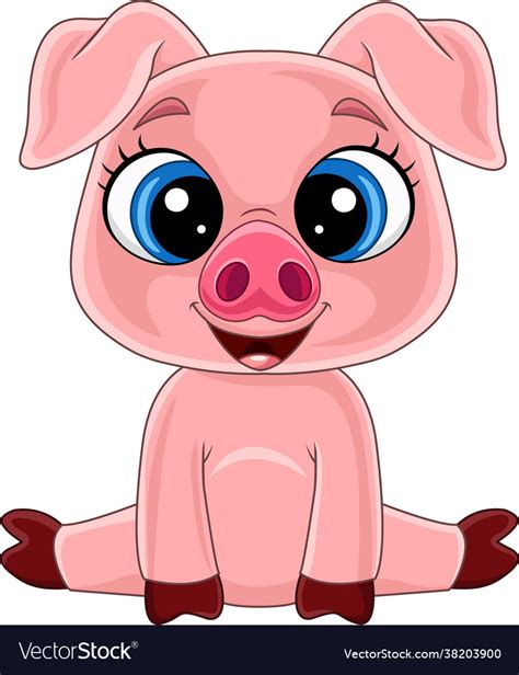 Cartoon Cute Baby Pig Sitting Royalty Free Vector Image