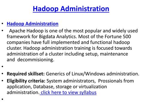 Ppt Hadoop And Big Data Cources Powerpoint Presentation Free