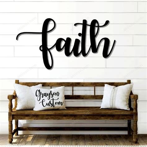 Faith Script Word Sign Rustic Metal Faith Sign Housewarming T