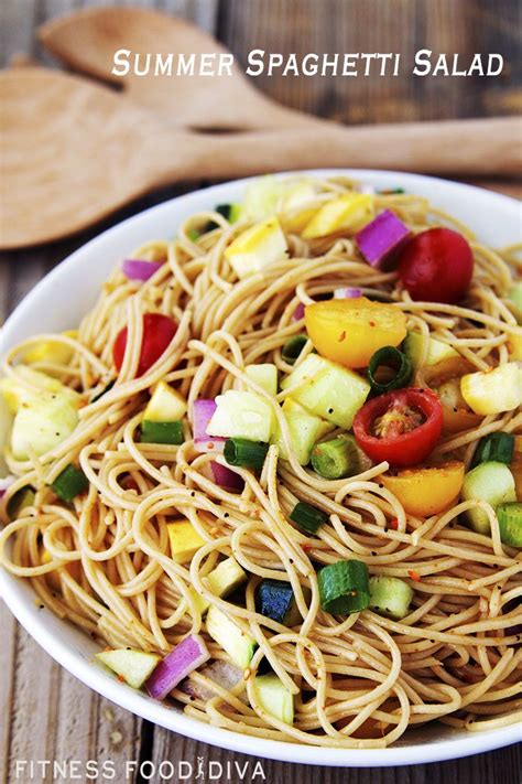Cook spaghetti according to package directions. Summer Spaghetti Salad | Fitness Food Diva | Recipe ...