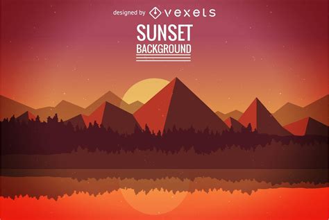 Flat Sunset Background Illustration Vector Download