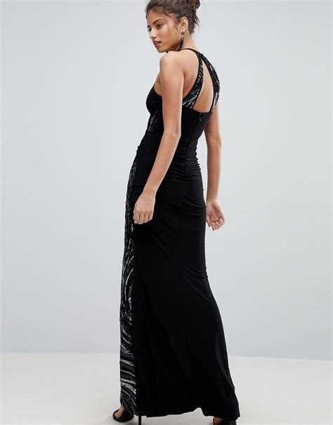 Lipsy Halter Maxi Dress With Sequin Detail In Black Lyst