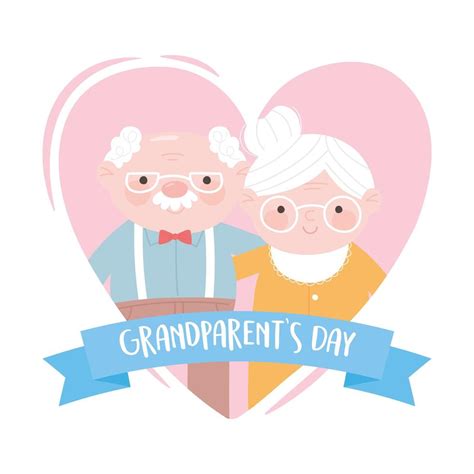feliz día de los abuelos lindo abuelo y abuela en una tarjeta de dibujos animados en forma de