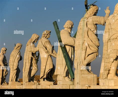 Vatican City Italy Statues Of Jesus And The Apostles On St Peters