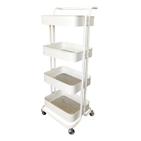 Mobile Trolley With Wheels Expandable Multi Function Rotating Storage Rack