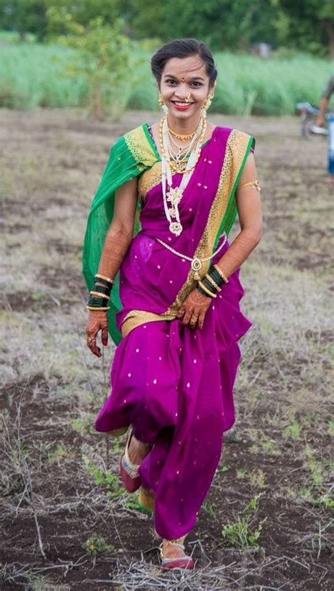 Marathi Mulgi Nauvari Saree Indian Outfits Marathi Bride