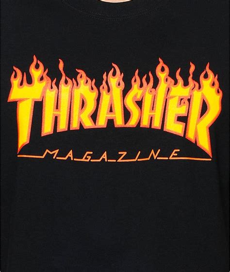 Thrasher Flame Logo Black T Shirt Zumiez Hypebeast Wallpaper