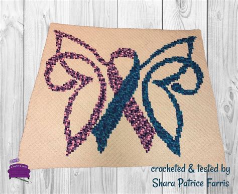 Butterfly Ribbon Afghan C2C Crochet Pattern Written Row By Row Color