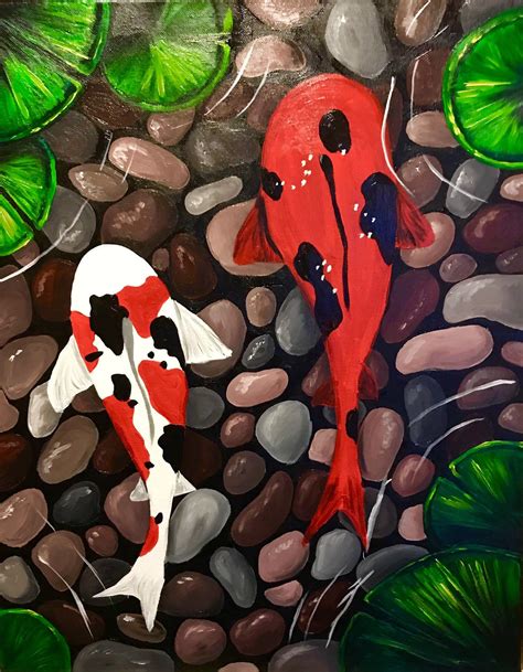 Koi Pond Etsy In 2021 Koi Painting Koi Art Fish Painting
