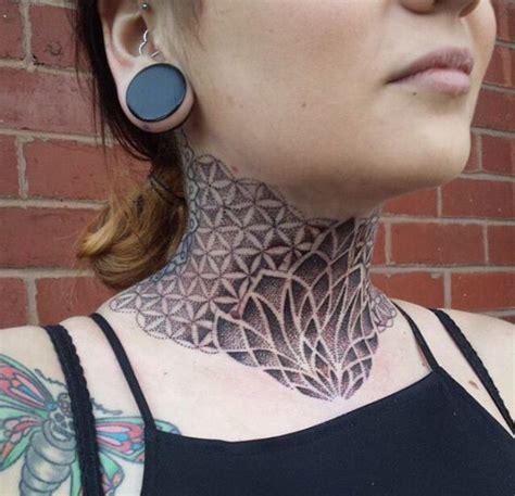 Dotwork Tattoo Neck Tattoo Neck Tattoos Women Geometric Throat Tattoo