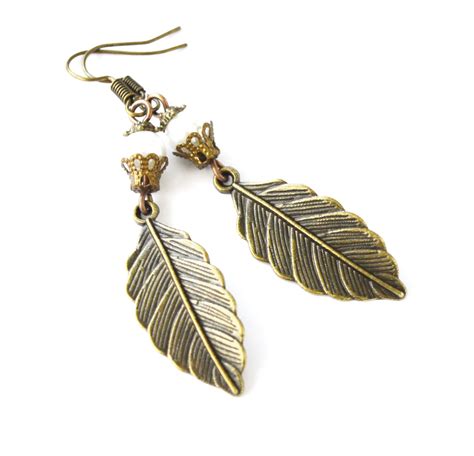 Bronze Leaf Charm Earrings