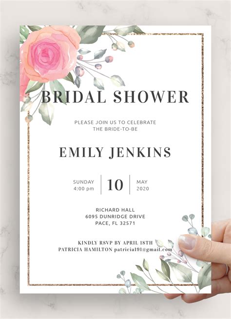 Paper Paper And Party Supplies Invitations Pdf Rustic Floral Bridal Shower Invitation  Digital