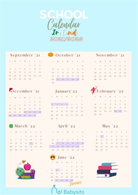 School Term Dates And Holidays Ireland 20212022 Printable Calendars