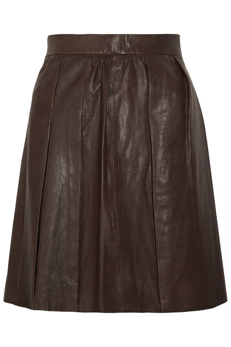 Vince Leather Mini Skirt In Brown Lyst