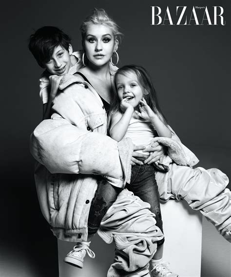 Christina Aguilera With Her Son Max And Daughter Summer Christina