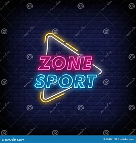 Zone Sport Neon Signs Style Text Vector Stock Vector Illustration Of