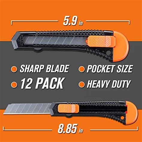 Rexbeti 12 Pack Utility Knife Retractable Box Cutter For Cartons