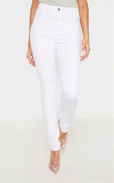 Tall White Super Stretch Skinny Jeans Prettylittlething Ca