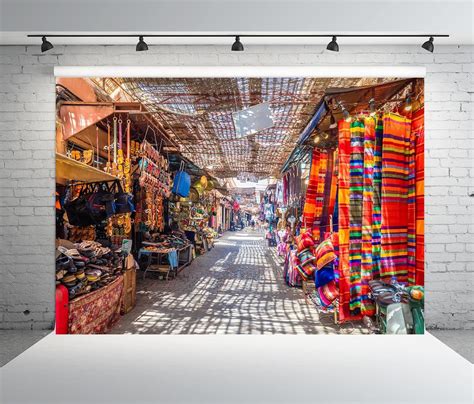 Beleco 6x4ft Fabric Morocco Market Backdrop Street Shops