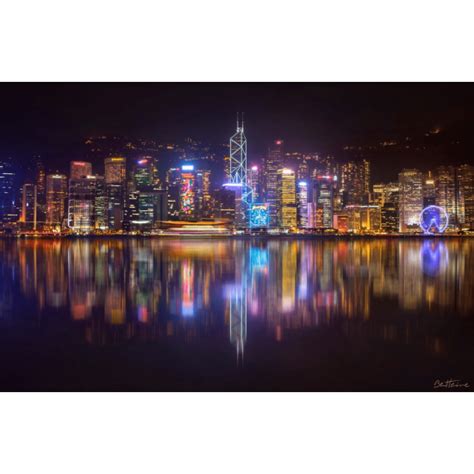 Hong Kong Skyline Lights Cities Poster