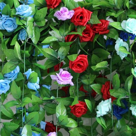 Artificial Fake Silk Rose Flower Ivy Vine Garland Wedding Party Homedecor Uygun Fiyatlı Satın