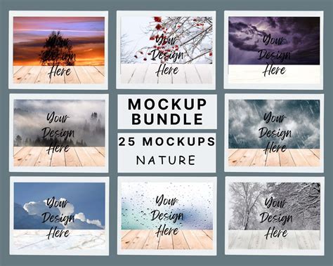 25 Nature Mockups Nature Digital Backgrounds Product Mockup Bundle