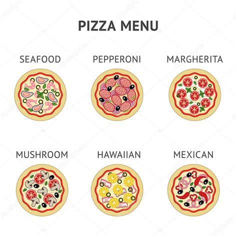Six Different Types Of Pizza Stock Vector Image By ©julijagrozyan